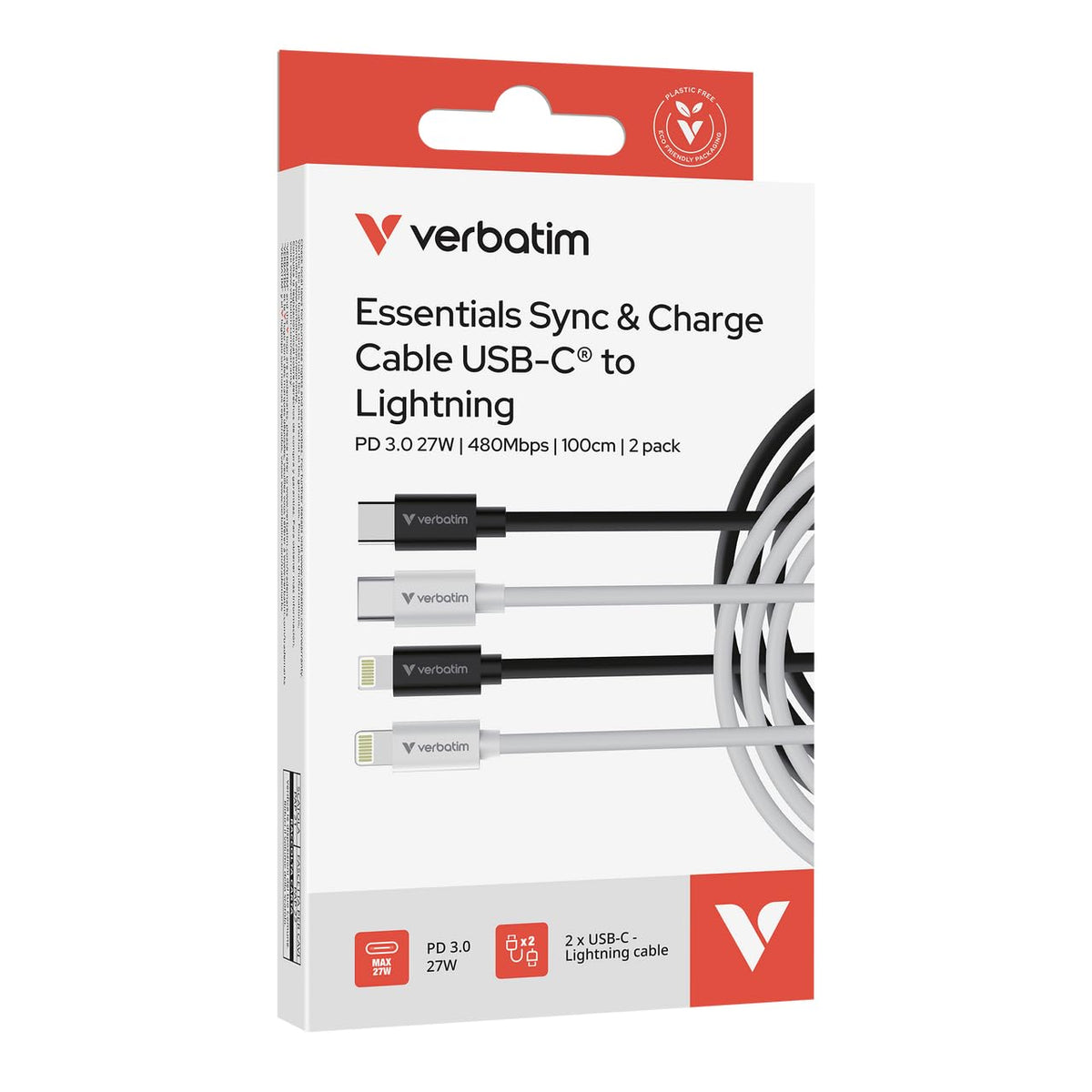 Verbatim Essentials 32392 | USB-C to Lightning cables | 27W PD and 480Mbps