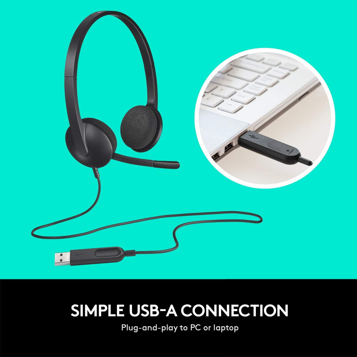 Logitech H340 | USB computer headset | Stereo sound | Black