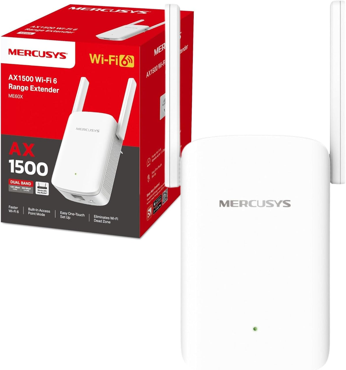 MERCUSYS ME60X | Wi-Fi 6 range extender | AX1500 dual band | Gigabit Ethernet