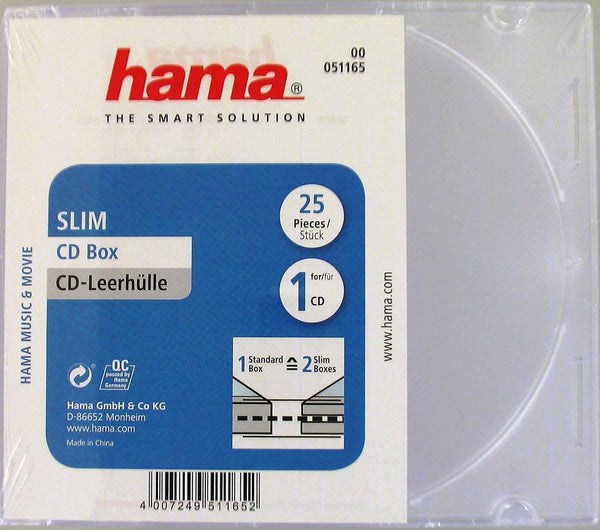 Hama 00051165 | Slim CD jewel case | Pack of 25 | Transparent
