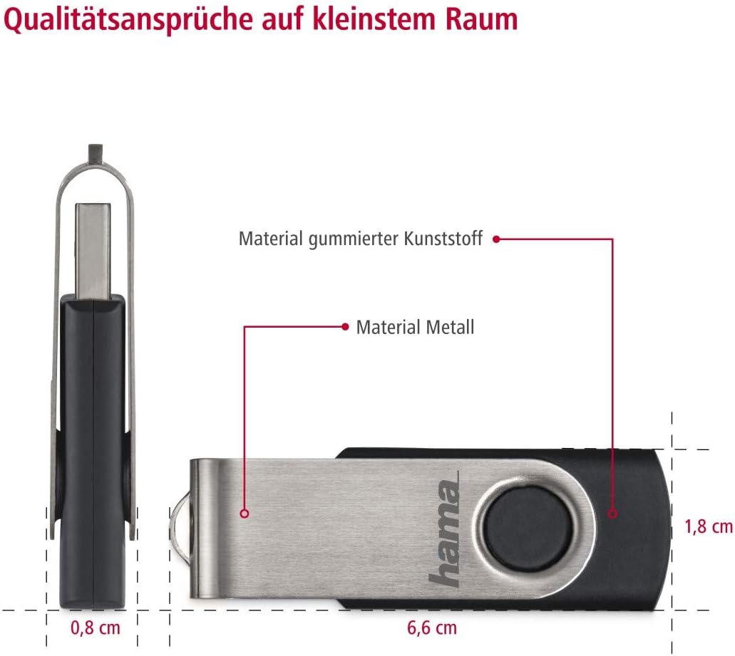 Hama Rotate | USB flash drive | 128 GB USB 2.0 | Black and silver
