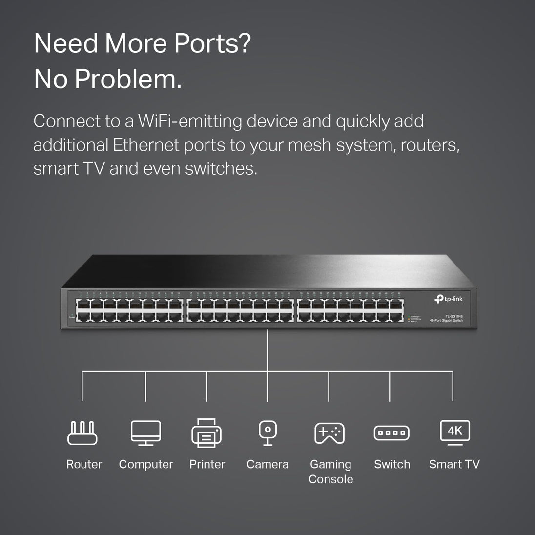 TP-Link TL-SG1048 | 48-port Gigabit network switch | Rackmount | 10/100/1000Mbps