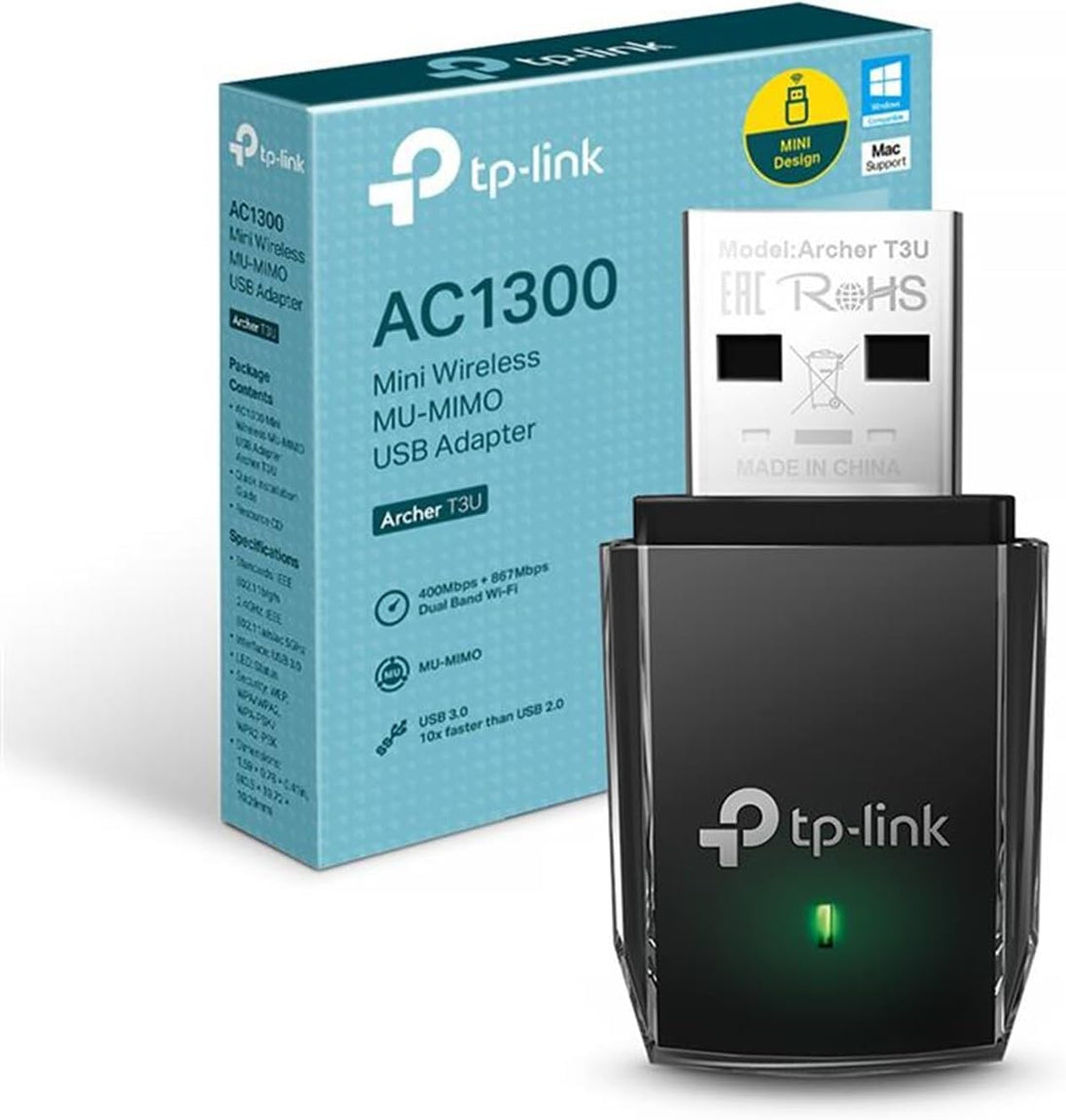 TP-Link Archer T3U | USB Wi-Fi adapter | AC1300 dual band | Mini black