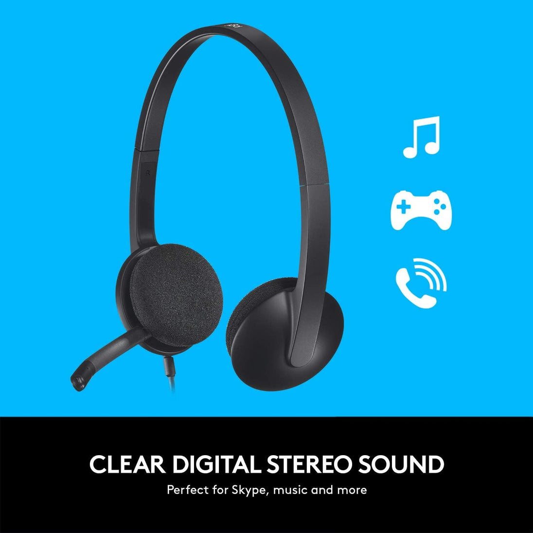 Logitech H340 | USB computer headset | Stereo sound | Black