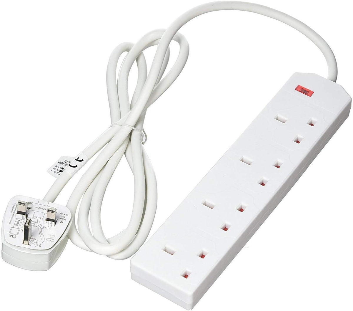 TARGET ELEC4WAY2M | 4 gang mains extension lead | 2m cable | White