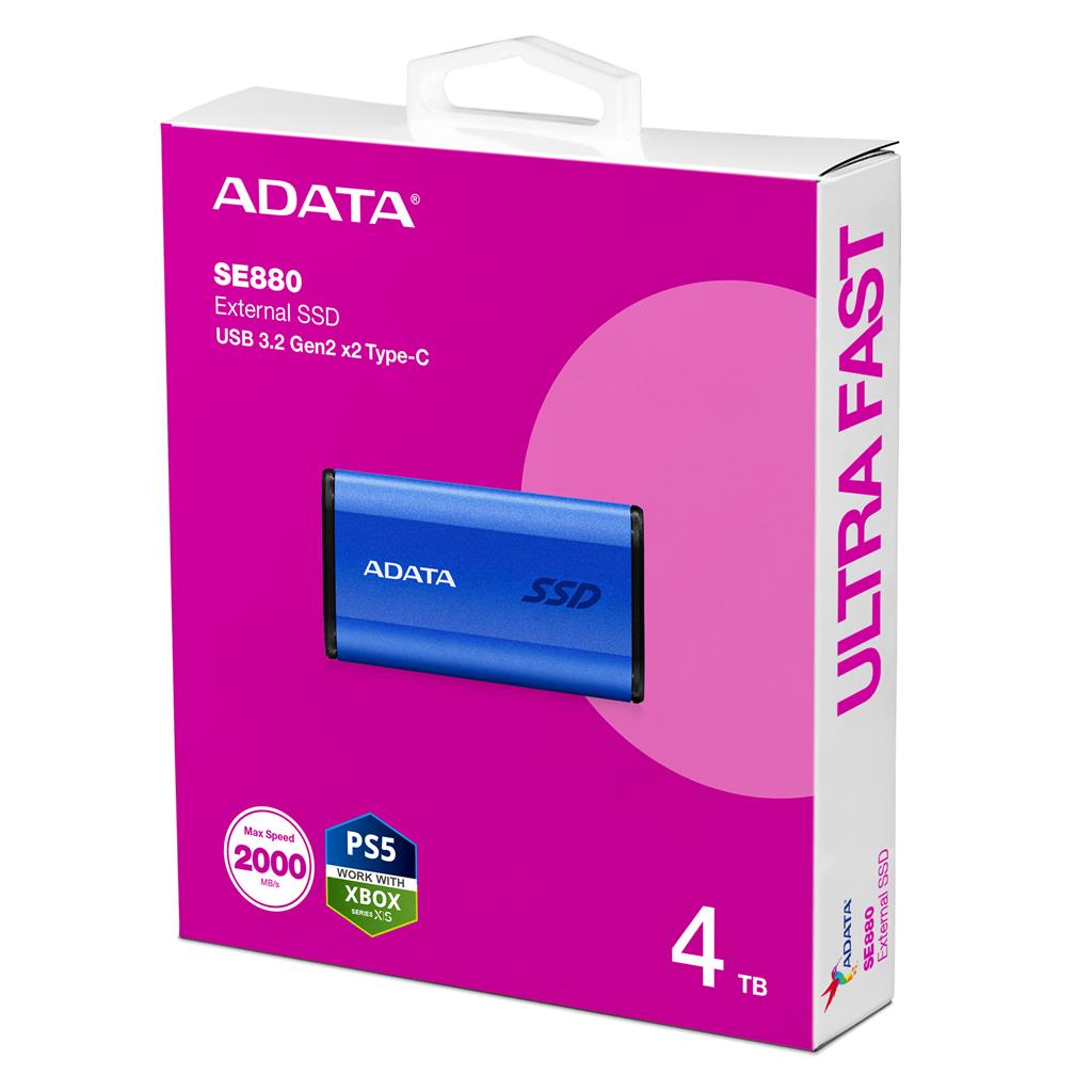 ADATA SE880 | External SSD | USB 3.2 Gen 2x2 2000MB/s | 4TB Blue