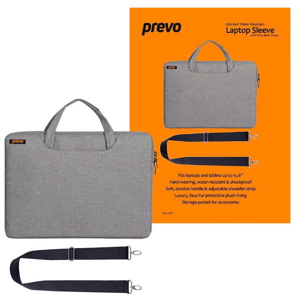 Prevo LB001 | 15.6" Laptop Bag | Cushioned Lining, Shoulder Strap | Light Grey