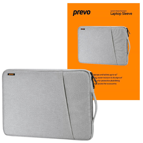 Prevo LB007 | 14 Inch Laptop Sleeve | Side Pocket, Cushioned Lining | Light Grey