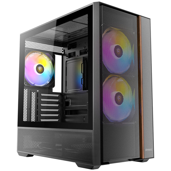 Antec FLUX Rear | Mid tower PC case | 3 PWM fans | E-ATX | Black and walnut