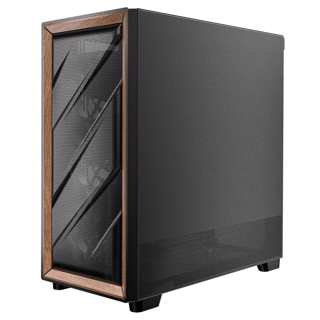Antec FLUX | Mid tower PC case | E-ATX support | Black with walnut wood