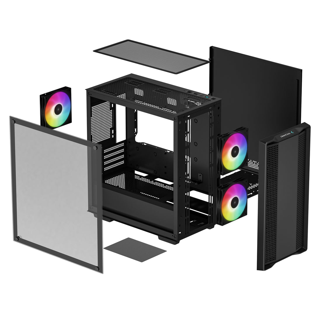 DeepCool CC360 ARGB | Micro-ATX PC case | 3 fans | Tempered glass | Black