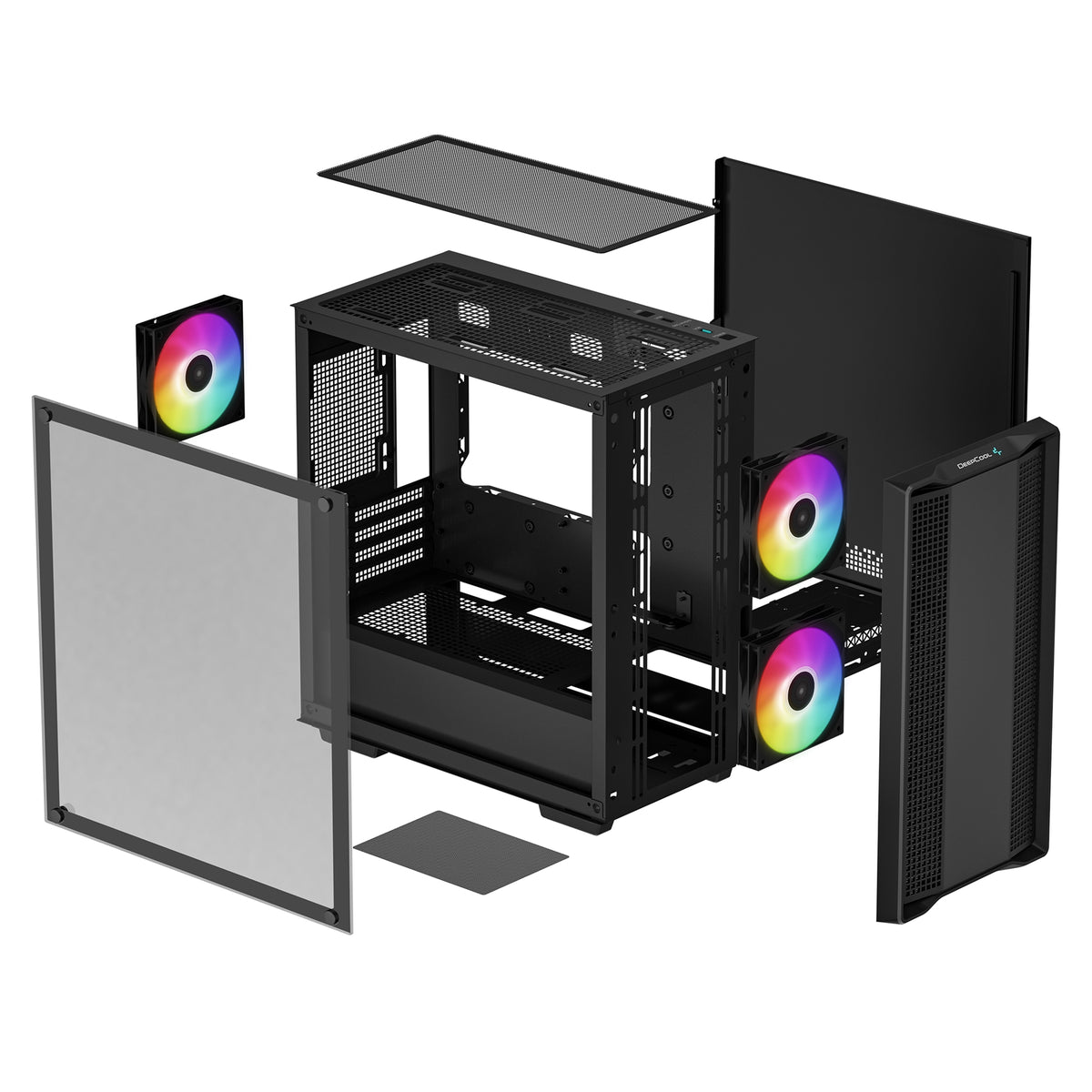 DeepCool CC360 ARGB | Micro-ATX PC case | 3 fans | Tempered glass | Black