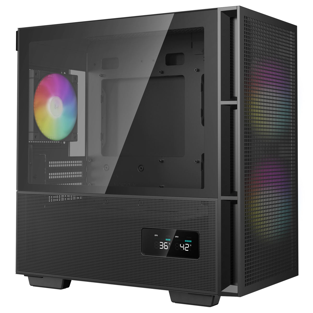 DeepCool CH360 DIGITAL | Micro-ATX case | CPU/GPU display | 3 ARGB fans | Black