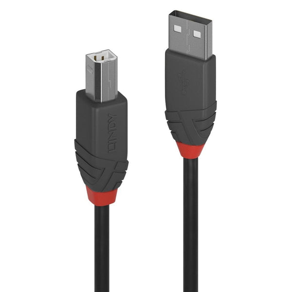 LINDY Anthra Line 36675 | USB-A to USB-B cable | USB 2.0 480Mbps | 5m | Black