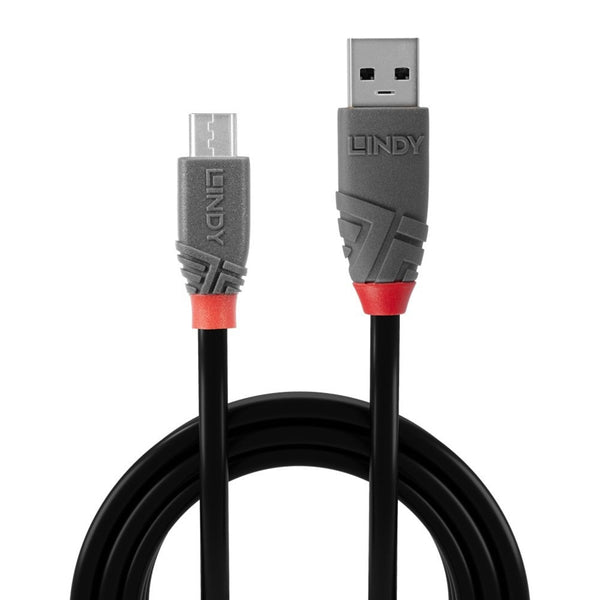 LINDY 36730 Anthra Line | USB 2.0 cable | Type A to Micro-B | 0.2 m | Black