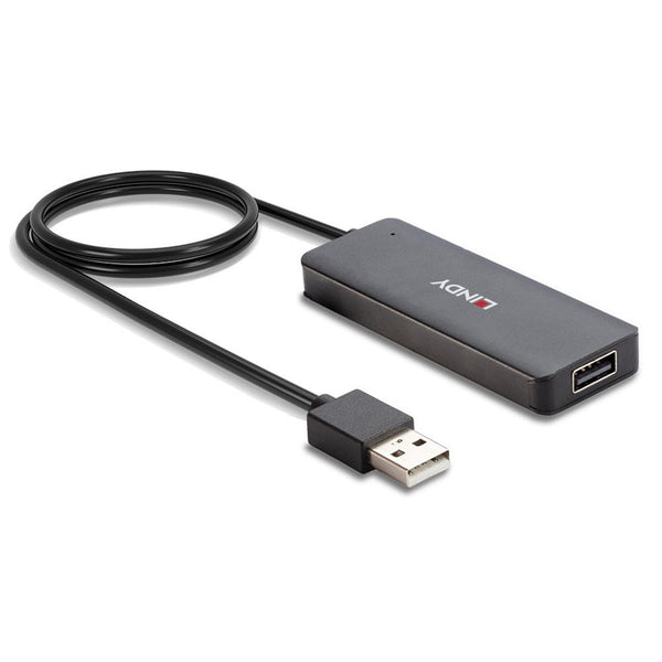 LINDY 42986 | USB 2.0 hub | 4 USB-A ports | Black