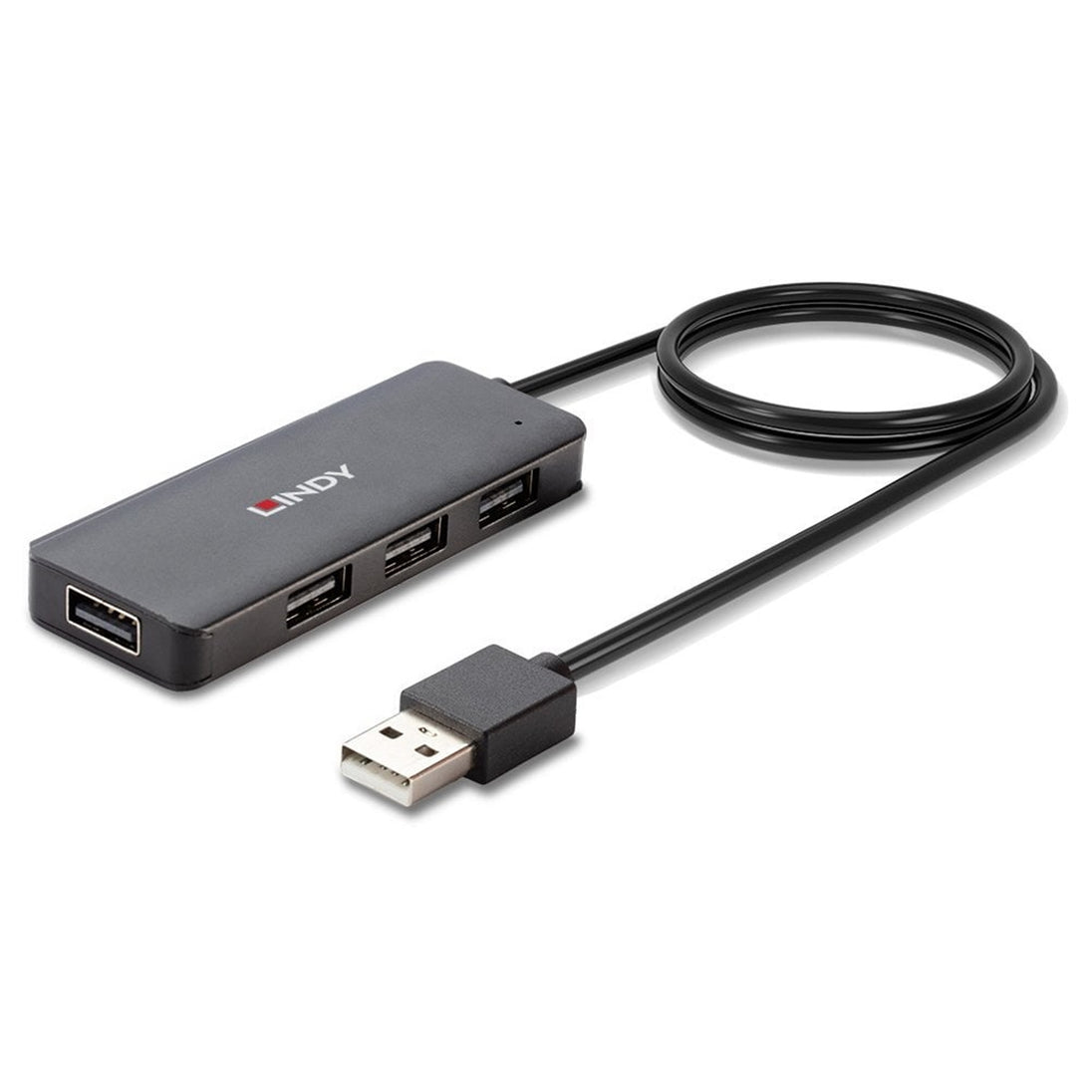 LINDY 42986 | USB 2.0 hub | 4 USB-A ports | Black