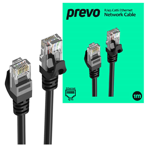 Prevo CAT6-BLK-1M | Cat6 RJ45 network cable | Oxygen-free copper | 1m Black