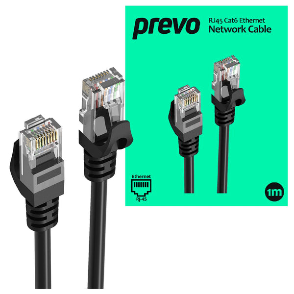 Prevo CAT6-BLK-1M | Cat6 RJ45 network cable | Oxygen-free copper | 1m Black