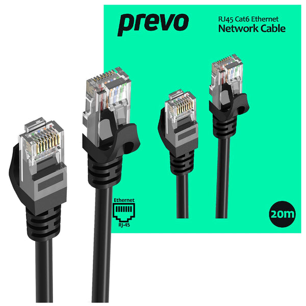 Prevo Cat6 | Ethernet cable | RJ45 male to male | 20m black