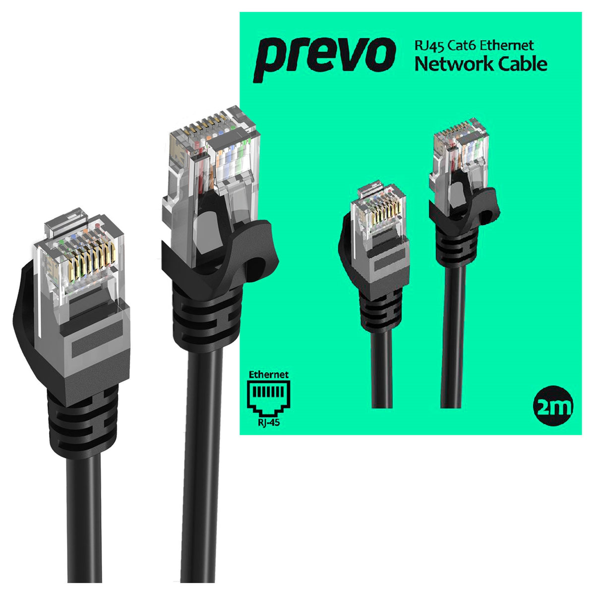 Prevo Cat6 | Ethernet cable | RJ45 male to male | 2m black