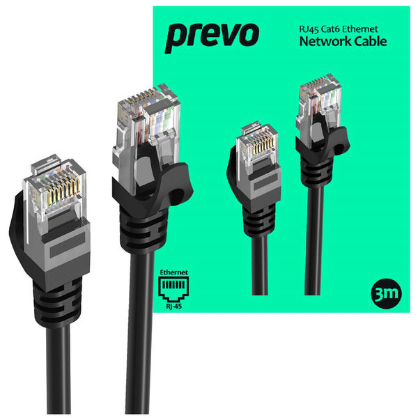 Prevo Cat6 | Ethernet cable | RJ45 male to male | 3m black
