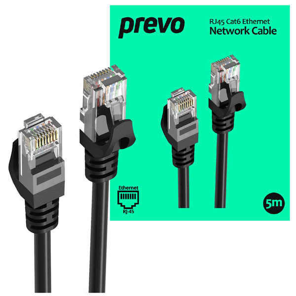 Prevo Cat6 | Ethernet cable | RJ45 male to male | 5m black