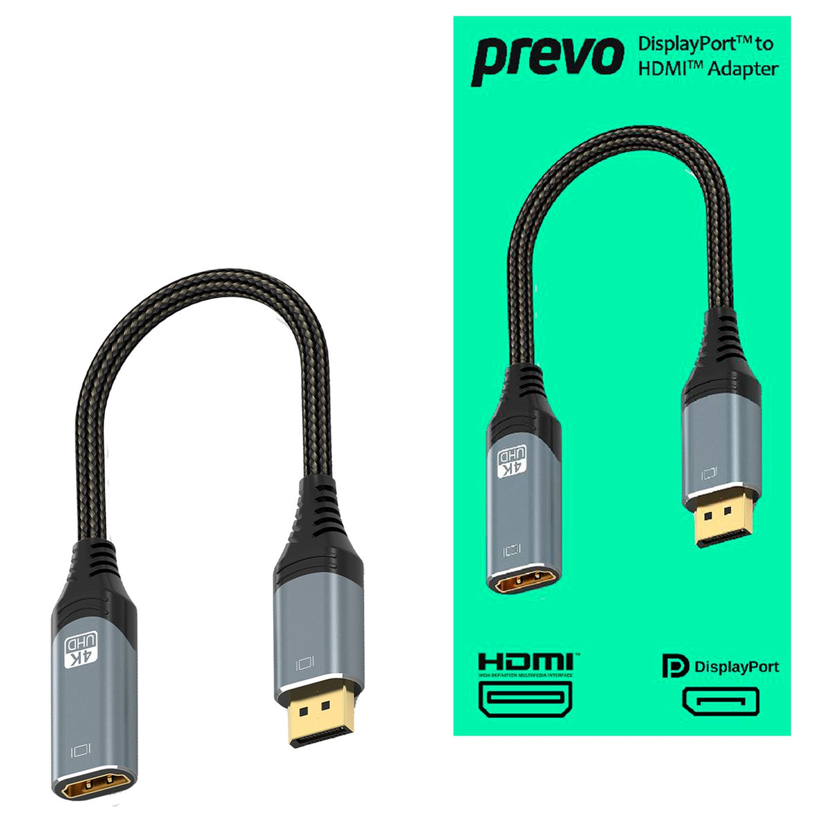 PREVO DPM-HDMIF-ADA | DisplayPort to HDMI adapter | 4K at 60Hz | 0.2 m