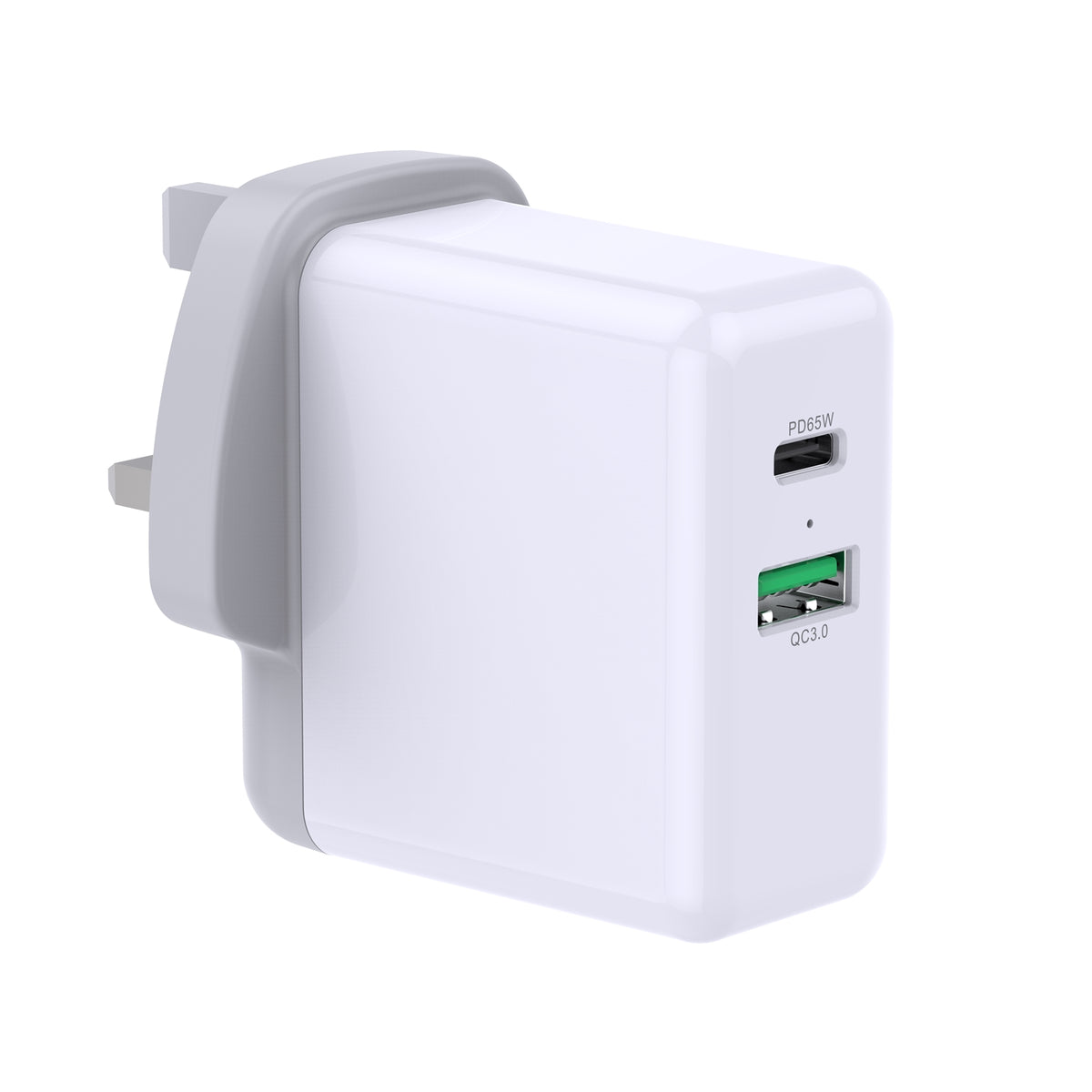 PREVO QC72 | USB-C and USB-A mains charger | 65W | White