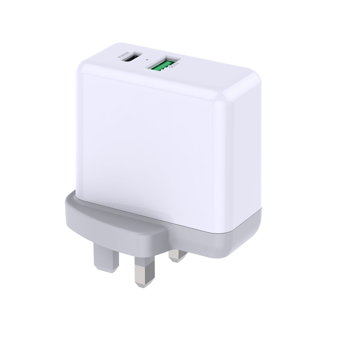 PREVO QC72 | USB-C and USB-A mains charger | 65W | White