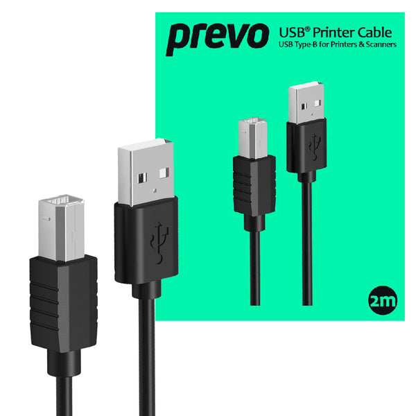 Prevo USBA-USBB-2M | USB printer cable | USB 2.0 480Mbps | 2m black