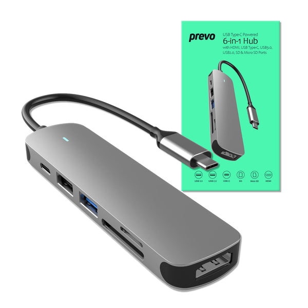 PREVO C605A | USB-C docking hub | 4K HDMI and 60W PD | Silver
