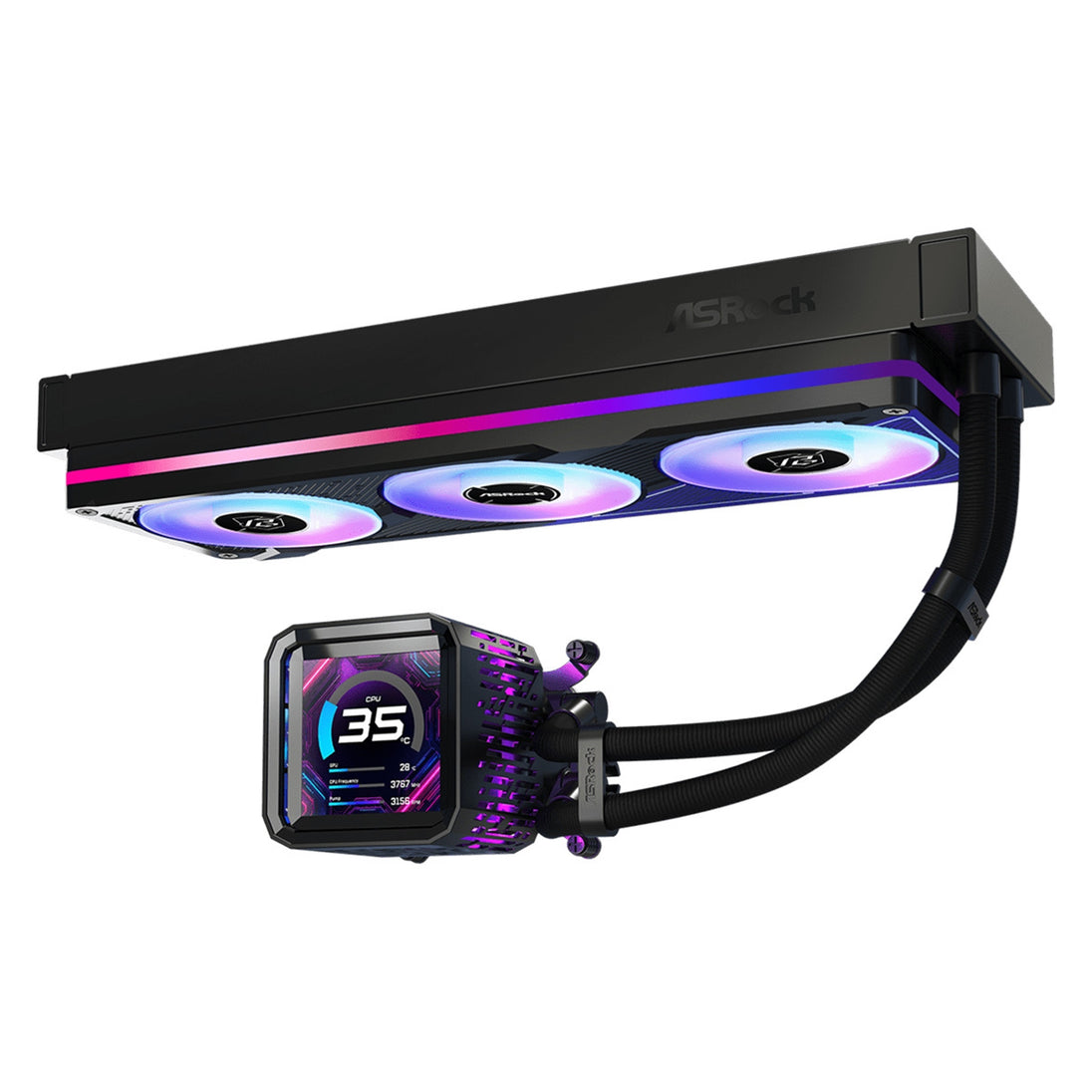ASRock Phantom Gaming 360 LCD | AIO CPU cooler | 360 mm radiator | Black