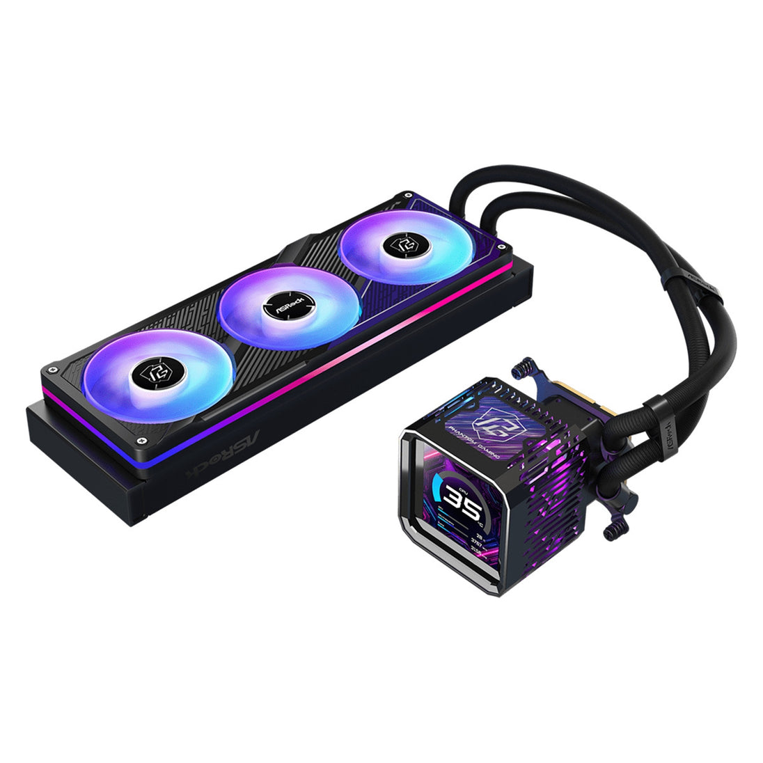ASRock Phantom Gaming 360 LCD | AIO CPU cooler | 360 mm radiator | Black