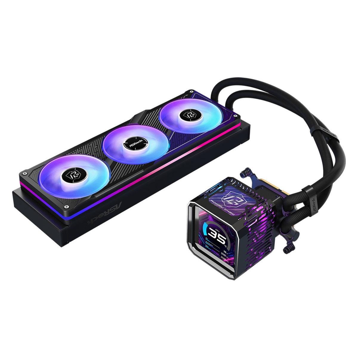 ASRock Phantom Gaming 360 LCD | AIO CPU cooler | 360 mm radiator | Black