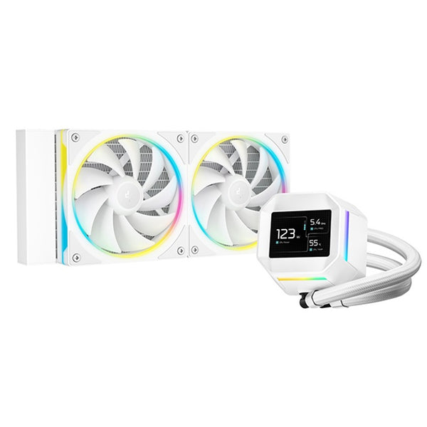 DeepCool LM240 WH | 240mm liquid CPU cooler | 2.4-inch IPS display | White