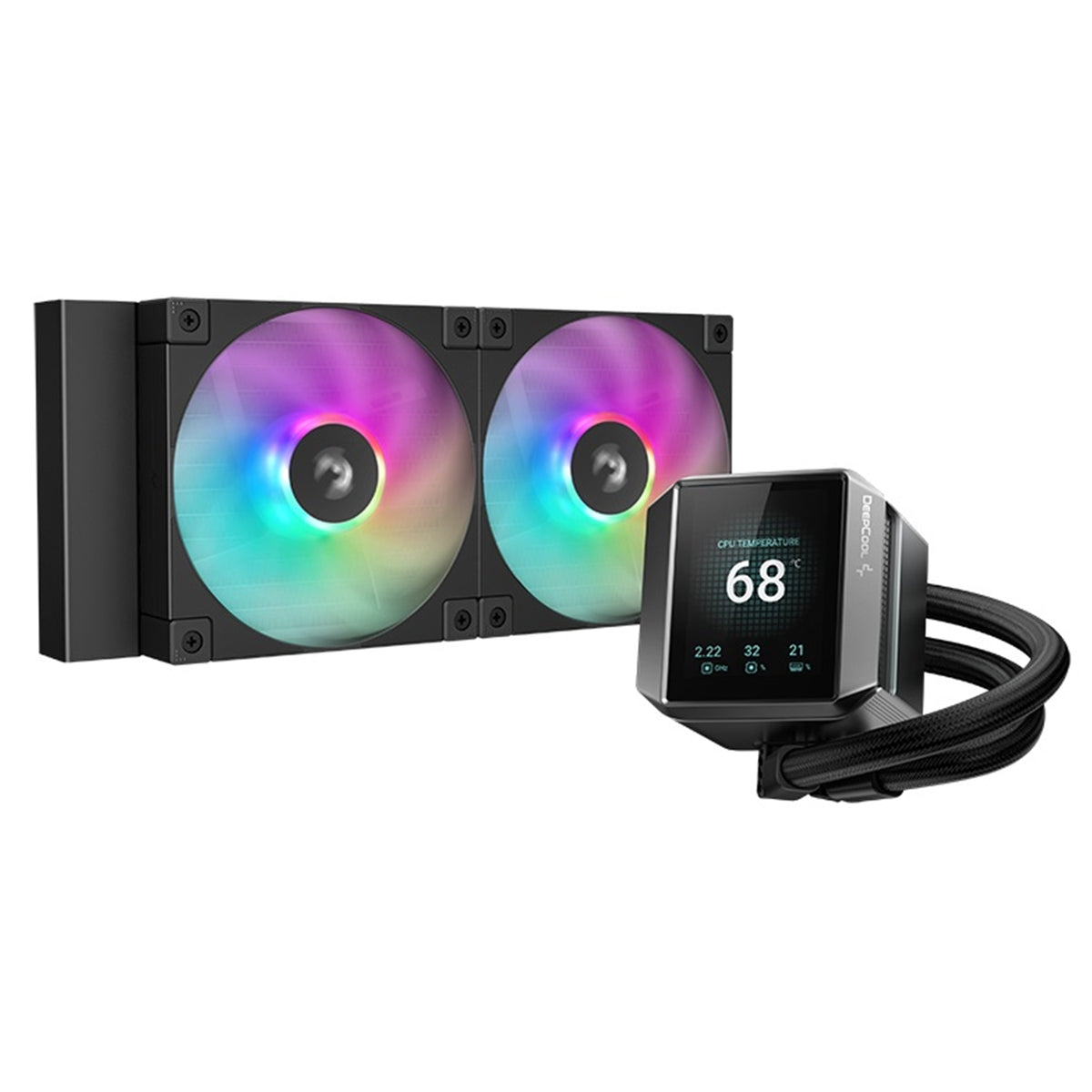 DeepCool MYSTIQUE 240 ARGB | 240mm liquid CPU cooler | 2.8-inch LCD | Black