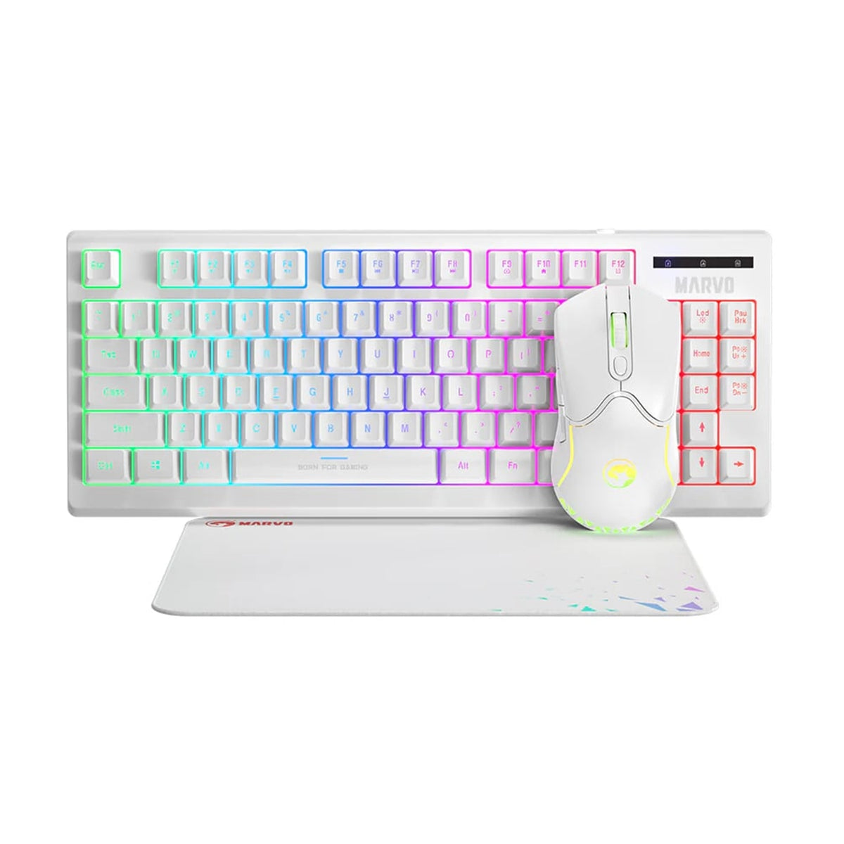 Marvo Loot 30 CM310 | Keyboard mouse and mat bundle | Wired RGB | UK white