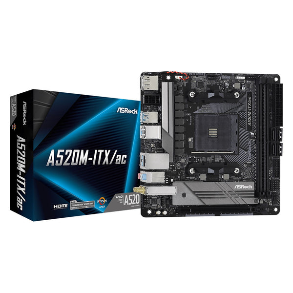 ASRock A520M-ITX/ac | AMD AM4 Socket Motherboard | Mini-ITX | 2x DDR4 Slots