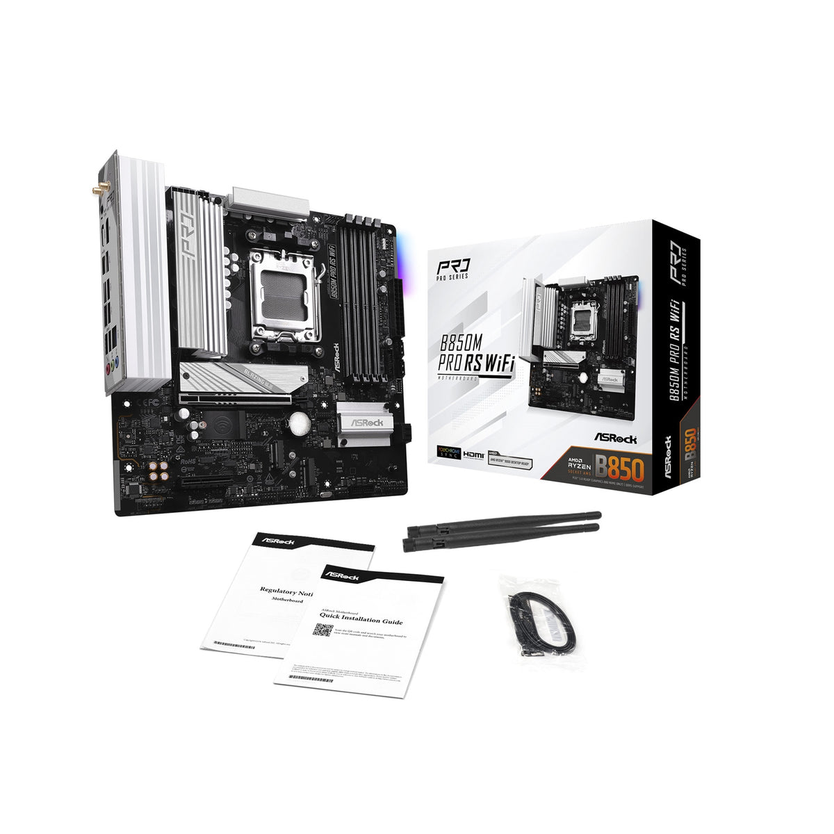 ASRock B850M Pro RS WiFi | Motherboard | AM5 DDR5 Wi-Fi 6E | Micro-ATX