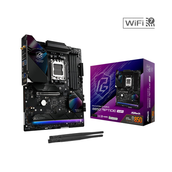 ASRock B850 Riptide WiFi | Phantom Gaming Motherboard | AM5 DDR5 Wi-Fi 7 | ATX