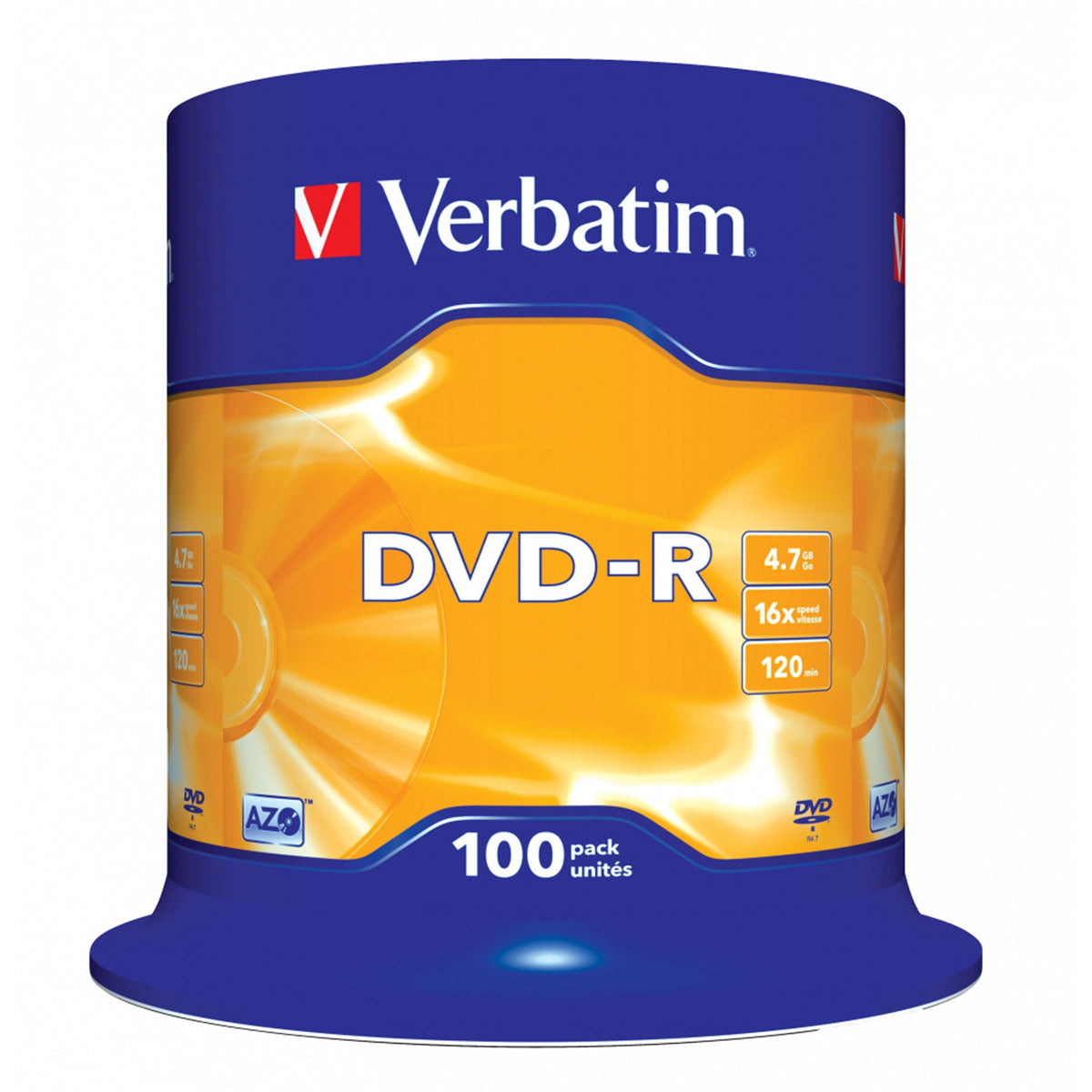Verbatim DVD-R Matt Silver | Recordable DVD discs | 4.7GB 16x | 100 pack