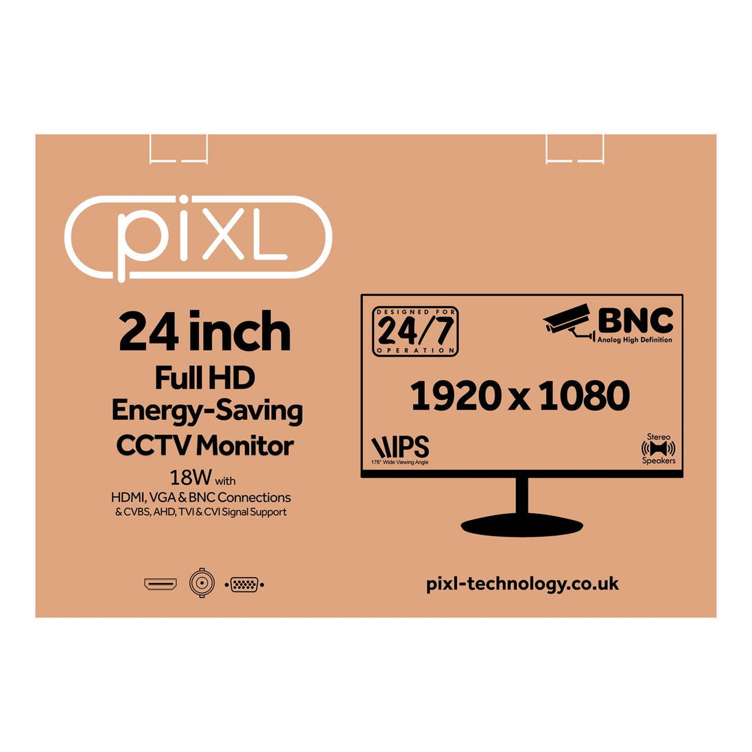 piXL 24IVHBS | CCTV monitor | 24-inch Full HD IPS | 24/7 use