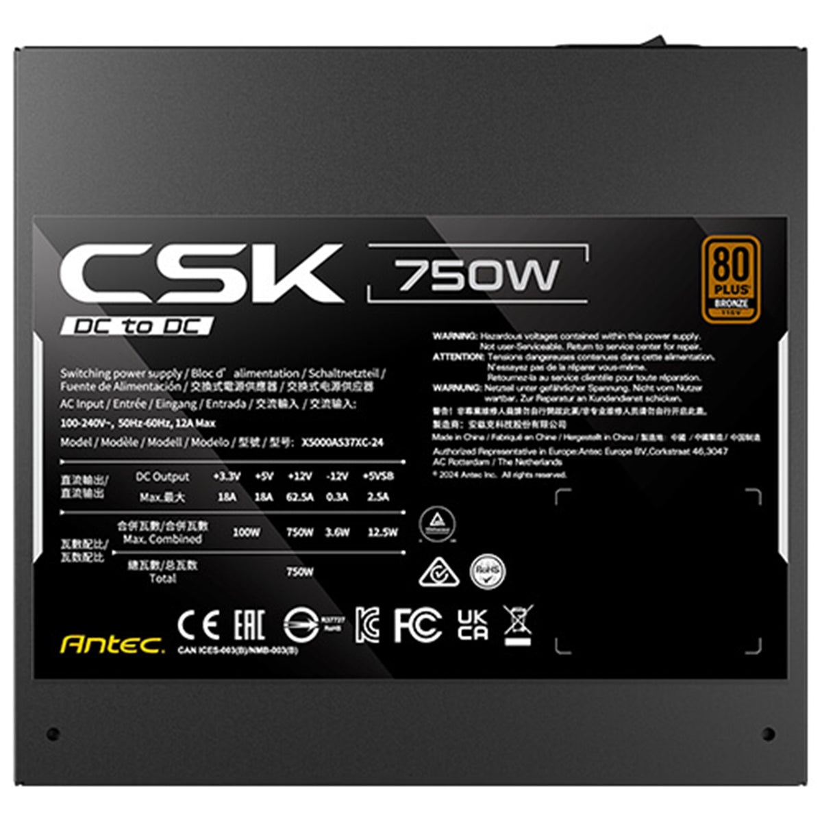 Antec CSK DC | 750W power supply | 80 PLUS Bronze | Fully wired