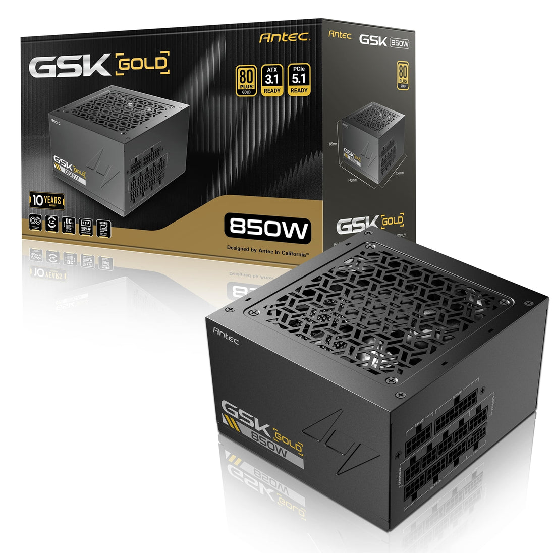 Antec GSK850 V2 | 850W ATX power supply | 80 PLUS Gold | Black