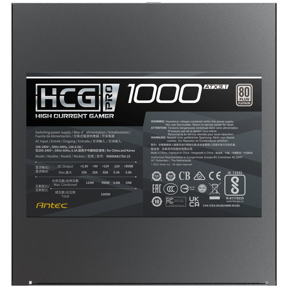 Antec HCG1000 PRO Platinum ATX 3.1 | 1000W PSU | Fully modular | Black