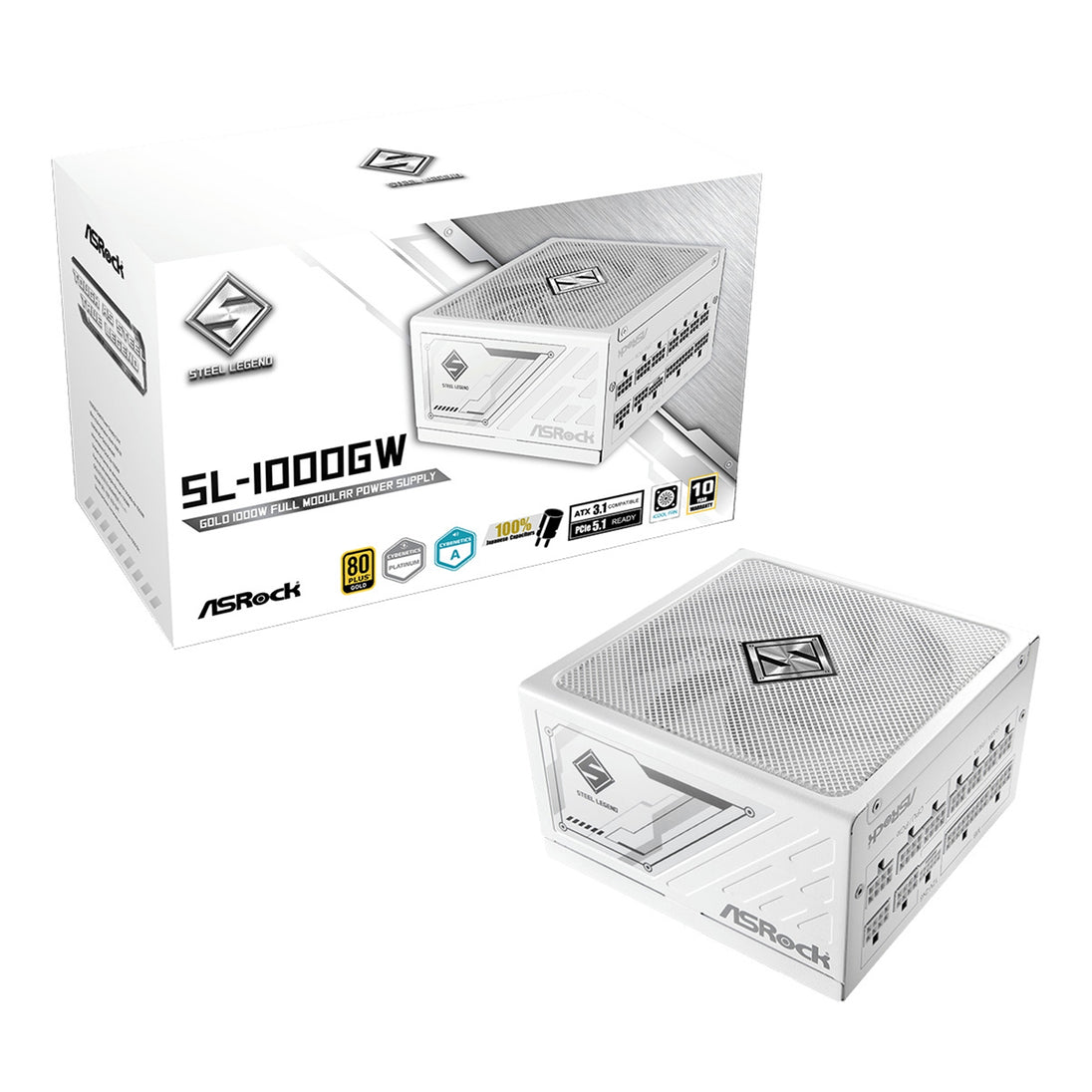 ASRock Steel Legend SL-1000GW | 1000W ATX power supply | 80 Plus Gold | White