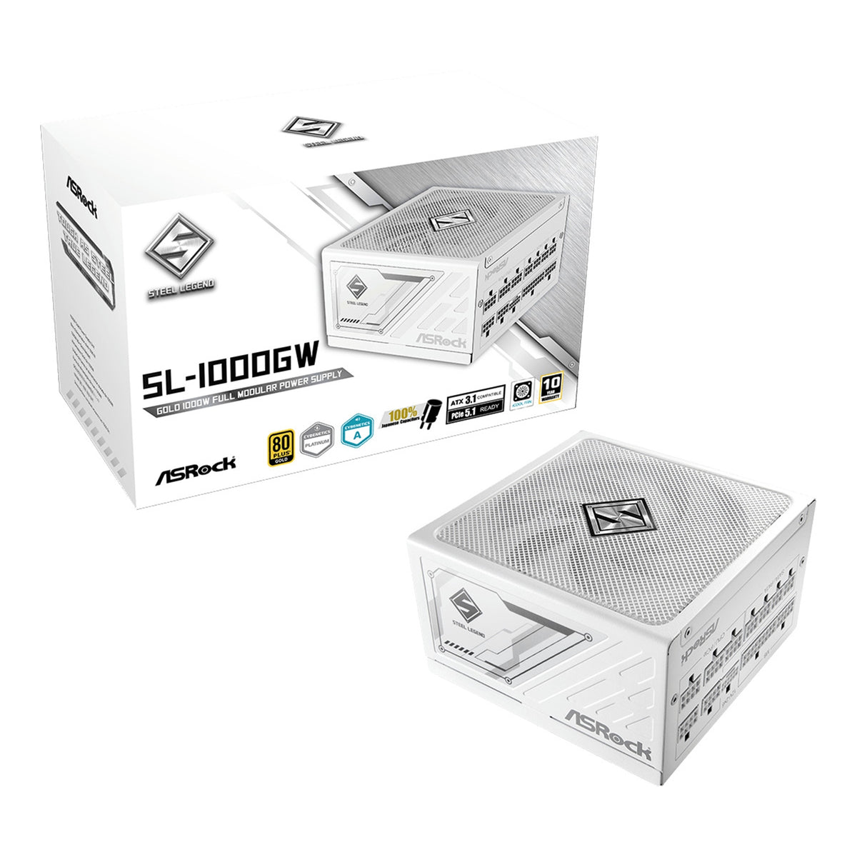 ASRock Steel Legend SL-1000GW | 1000W ATX power supply | 80 Plus Gold | White