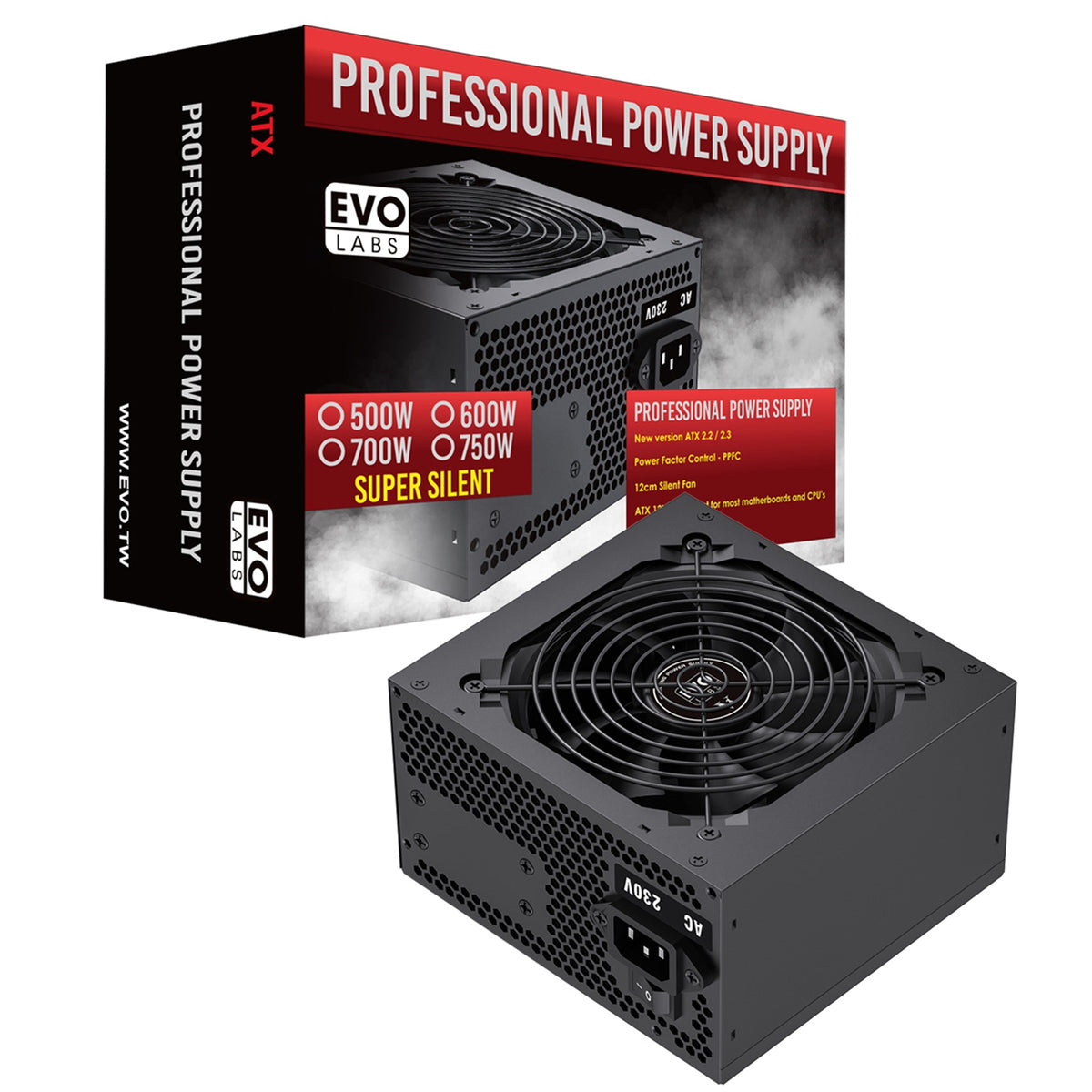 Evo Labs E-600BL | ATX power supply | 600W non-modular | Black