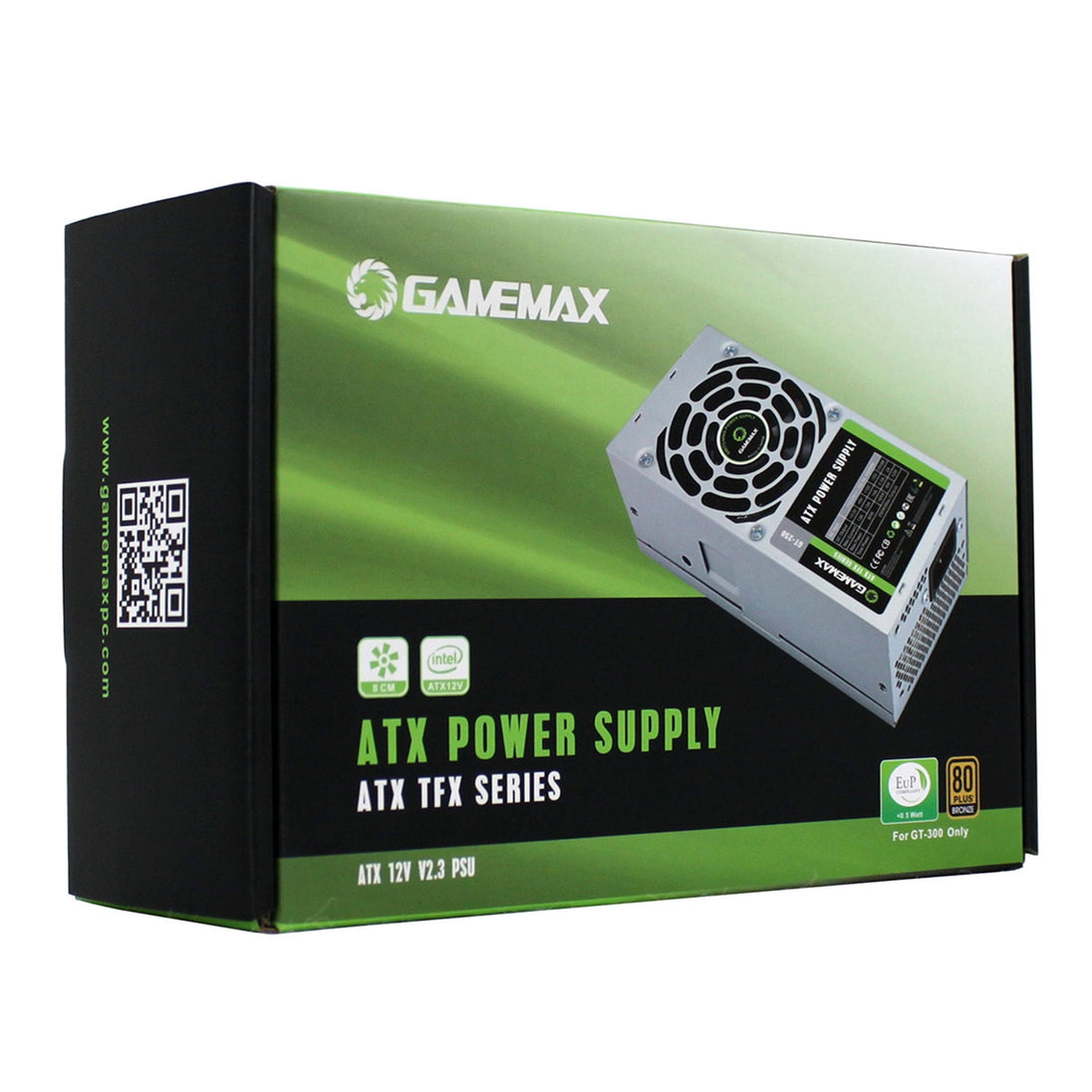 GameMax GT-300W | TFX power supply | 300W 80 Plus Bronze | Silver